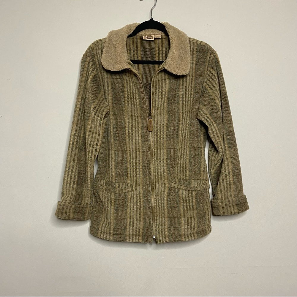 Woolrich Polartec Vintage Plaid Teddy Jacket Collared Full Zip Pockets Outdoor